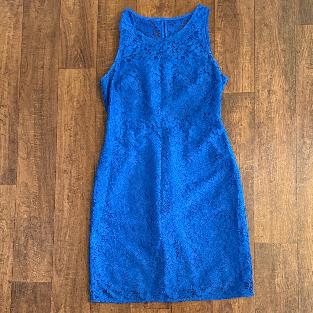 J. Crew Factory Royal Blue Lace Midi Dress